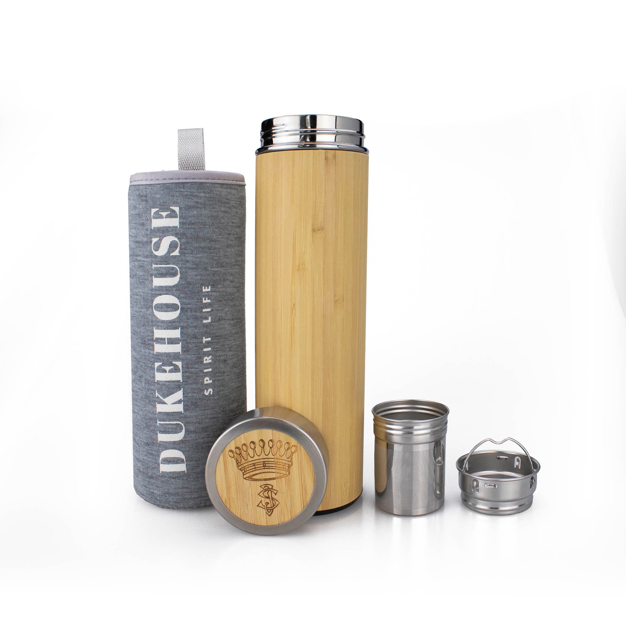 Bambus-Thermosflasche mit Edelstahlsieb Aktion mit Gratis Tee