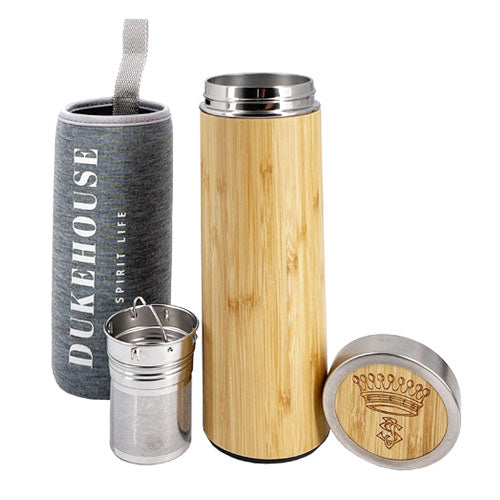 Bambus-Thermosflasche mit Edelstahlsieb Aktion mit Gratis Tee